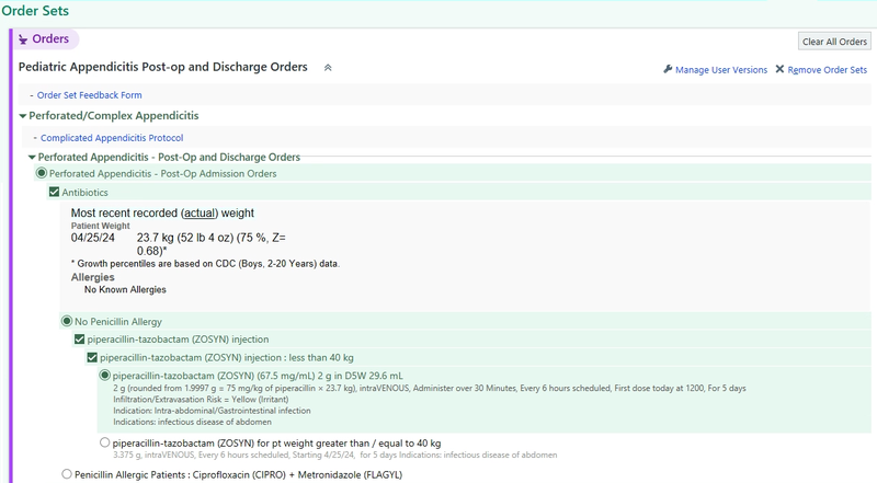 Postoperative order set
